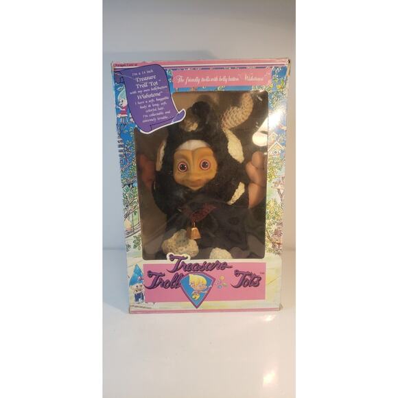 1991 Treasure Troll Tot 14" Doll Bellybutton Wishstone Vintage Cow Outfit - Picture 16 of 16